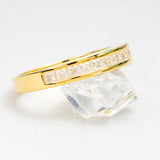 fashion cut diamond half eternity wedding moissanite ring