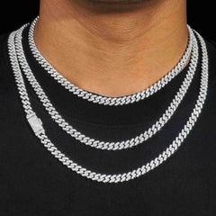 GL 6.5mm Three Diamonds 925 Sterling Silver Moissanite Cuban Chain