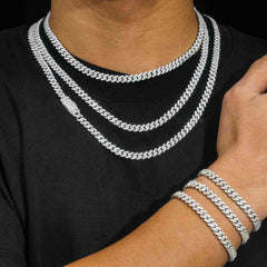 GL 6.5mm Three Diamonds 925 Sterling Silver Moissanite Cuban Chain