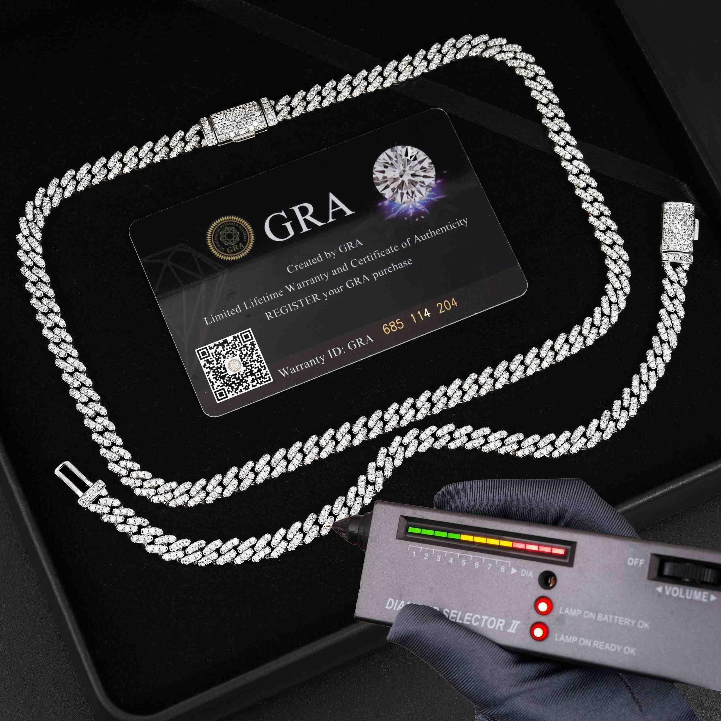 6.5MM Single Row VVS Moissanite Miami Cuban Chain 16K Gold