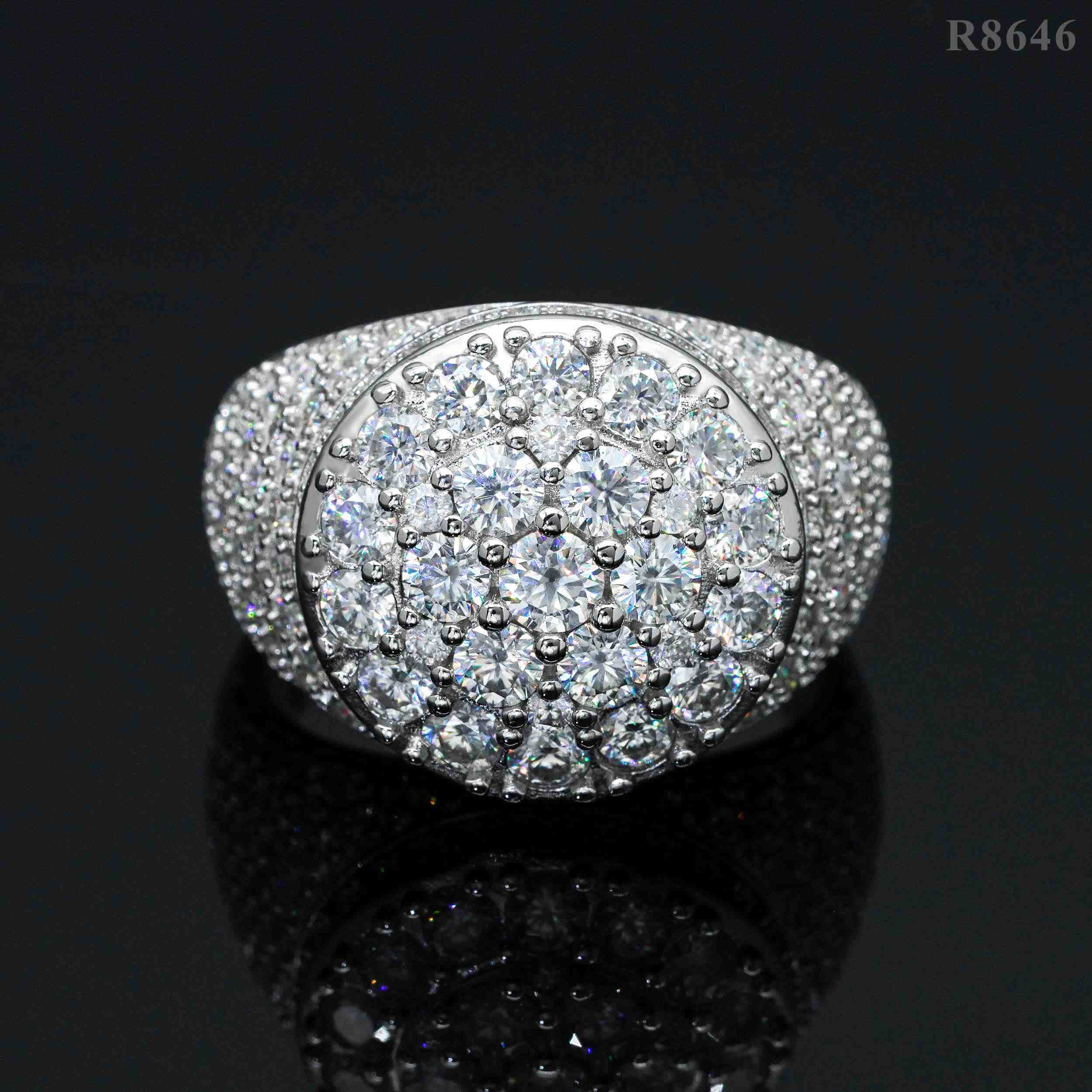 【US 3 Days Delivery】GL Hip Hop Fine Jewelry VVS Moissanite Diamond Ring