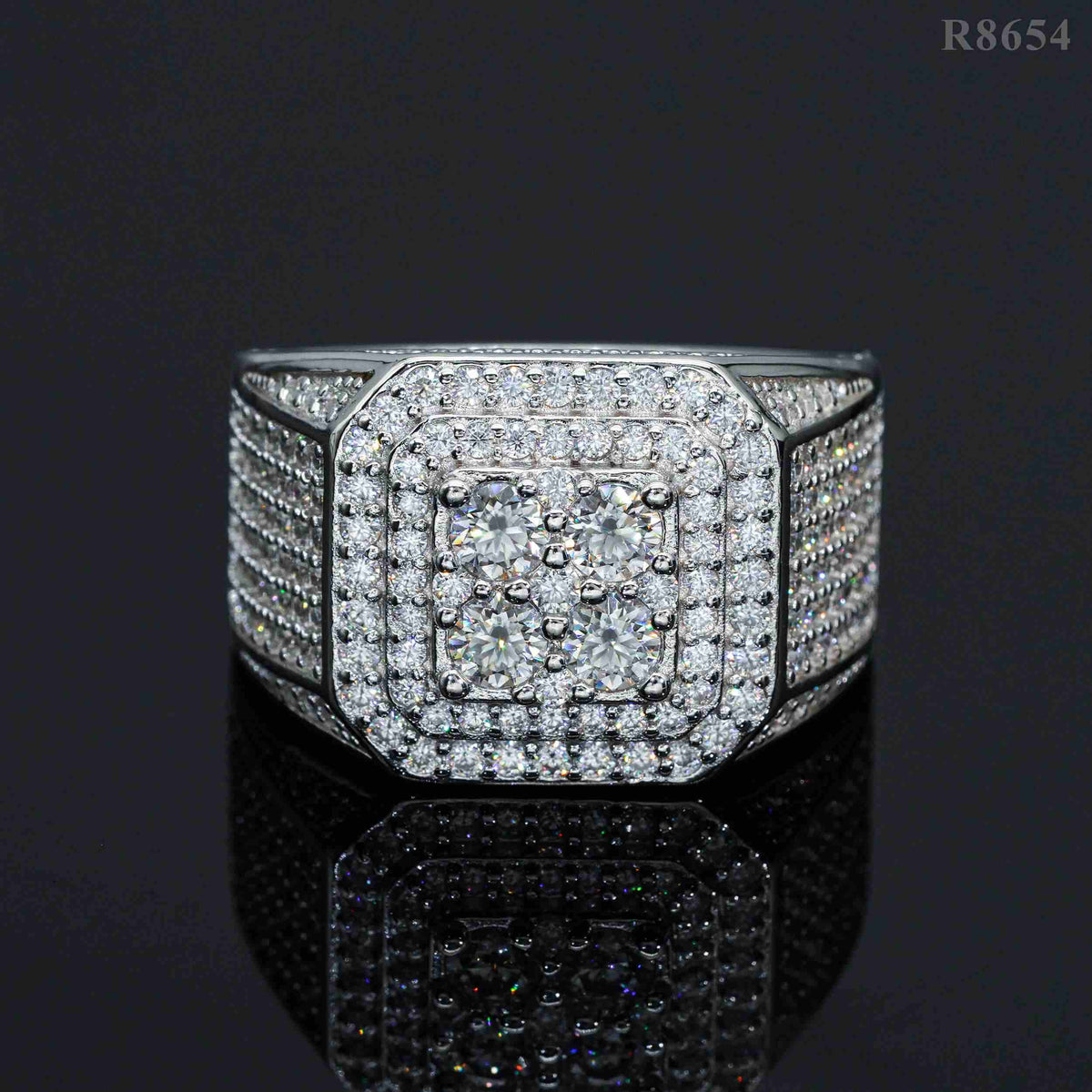 GL Top Quality Iced Out Jewelry VVS Moissanite Hip Hop Men Ring
