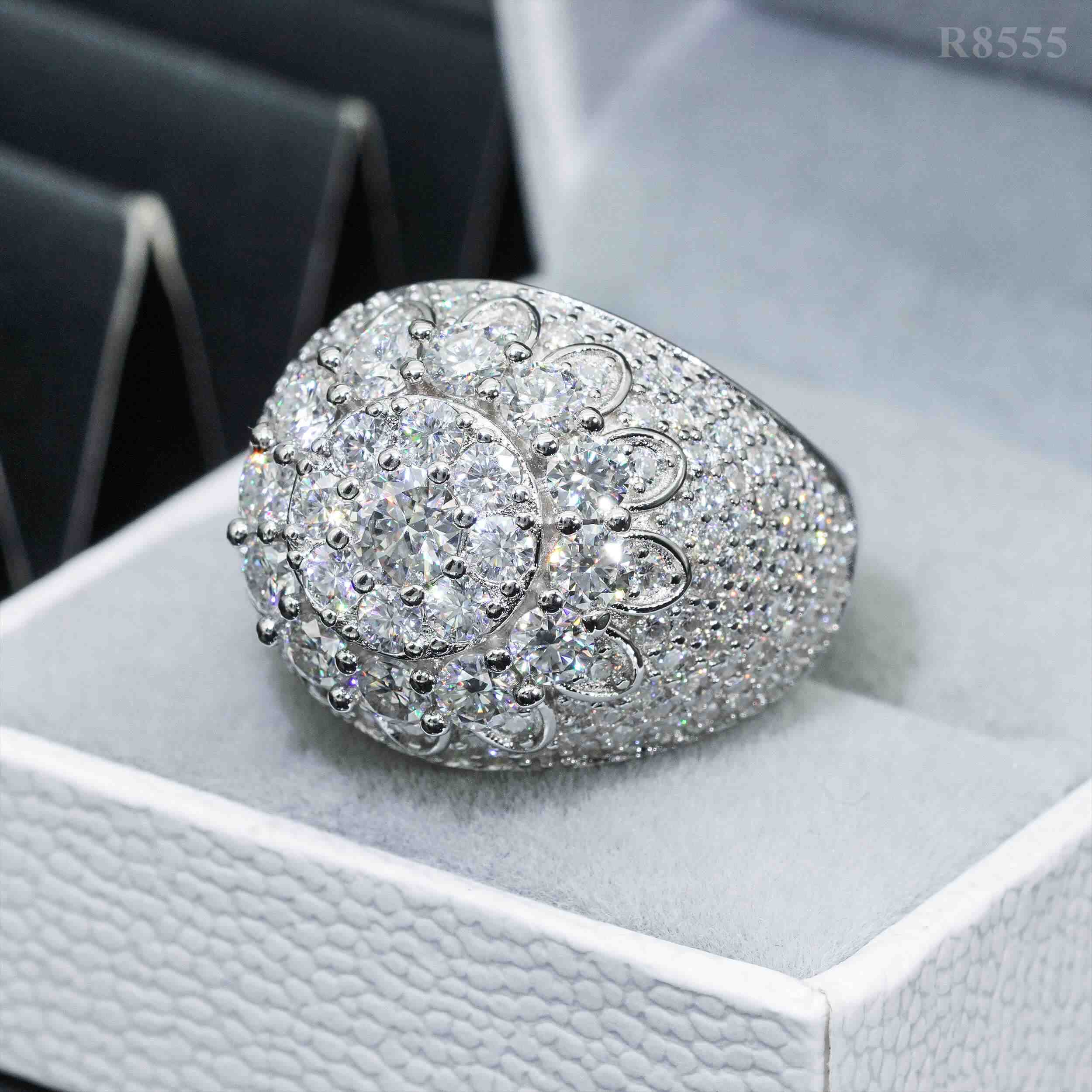 【US 3 Days Delivery】GL Hip Hop Fine Jewelry 925 Sterling Silver VVS Moissanite Diamond Ring