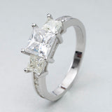 s925 square princess cut three stone diamond moissanite jewelry ring