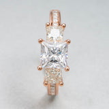 s925 square princess cut three stone diamond moissanite jewelry ring