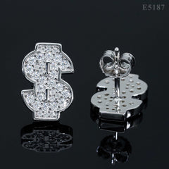 GL Luxury Dollar Earrings Screw Back 925 Sterling Silver Iced Out VVS Moissanite Hip Hop Earring