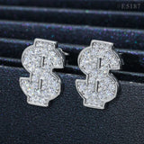 luxury dollar earrings screw back 925 sterling silver iced out vvs moissanite hip hop earring