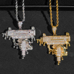 GL Hip Hop People’s Favorite gun shaped Brass Zircon Pendant