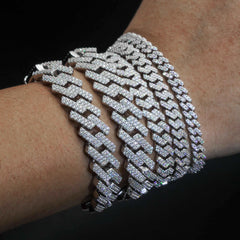 Hip Hop Iced Out Jewelry 925 Sterling Silver D-Vvs1 Diamond Moissanite Cuban Link Bracele Necklace