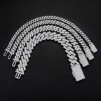10MM S925 Silver 2 Rows VVS Moissanite Straight Edge Cuban Link Chain