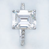 Luxury trendy 925 sterling silver emerald cut 9*11mm iced out 5ct emerald engagement moissanite halo ring