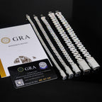 10MM S925 Silver 2 Rows VVS Moissanite Straight Edge Cuban Link Chain