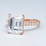 Luxury trendy 925 sterling silver emerald cut 9*11mm iced out 5ct emerald engagement moissanite halo ring