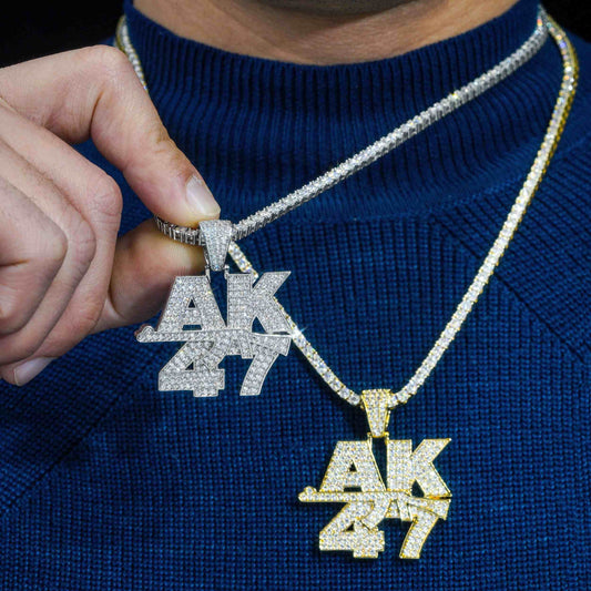 “AK47gun” Brass Zircon pendant