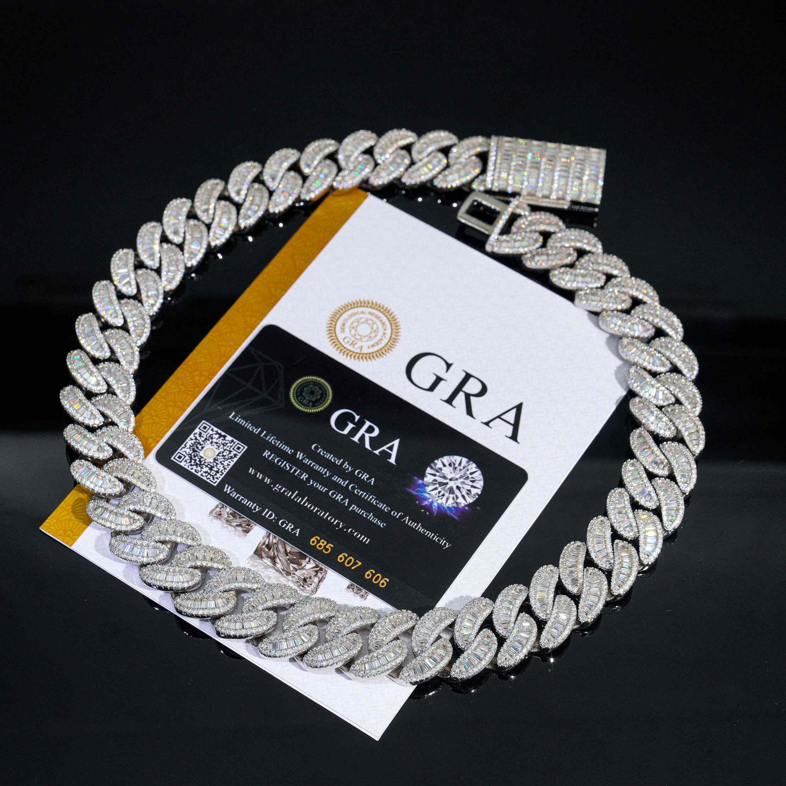 20MM Rectangular Stone VVS Moissanite Cuban Link Chain