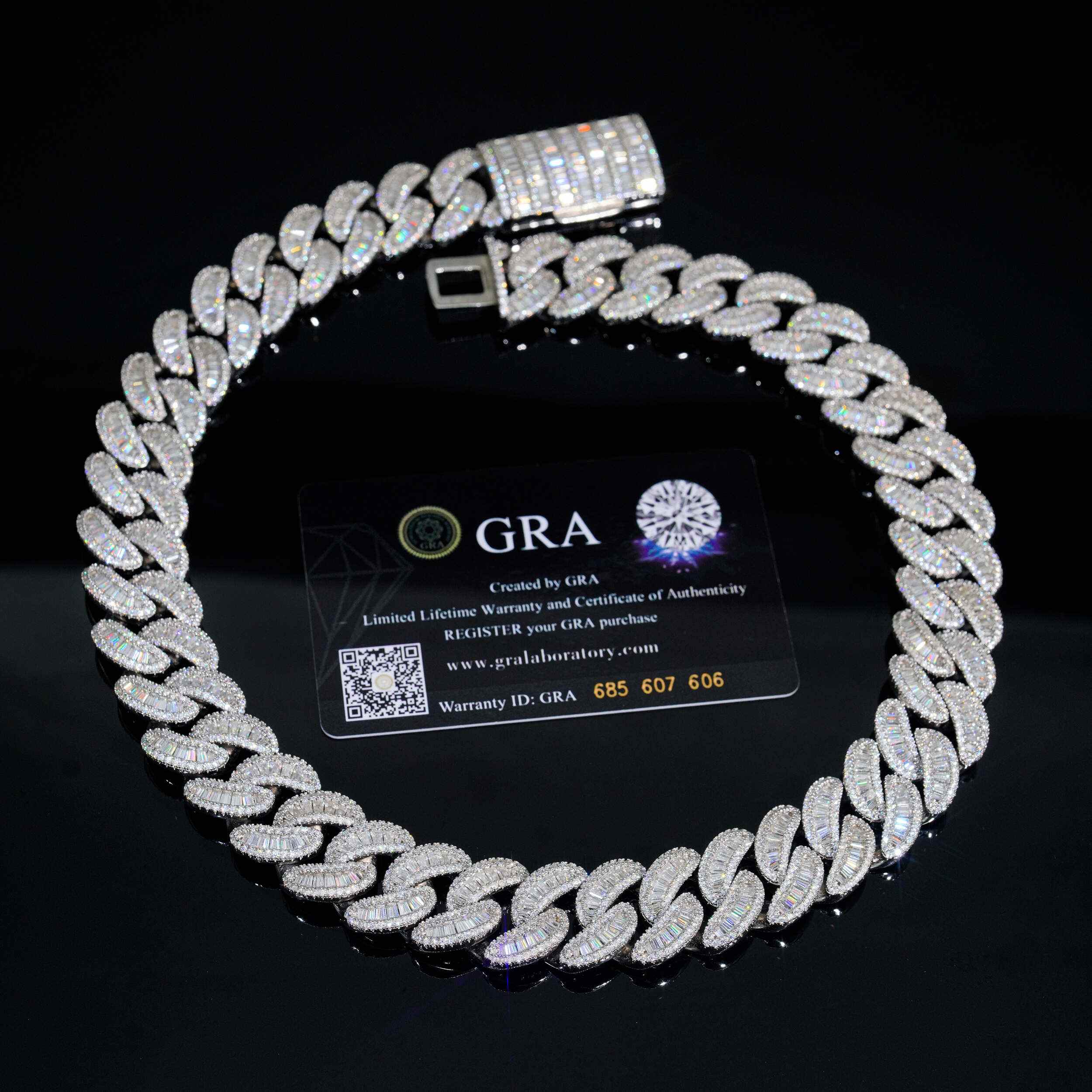 20MM Rectangular Stone VVS Moissanite Cuban Link Chain