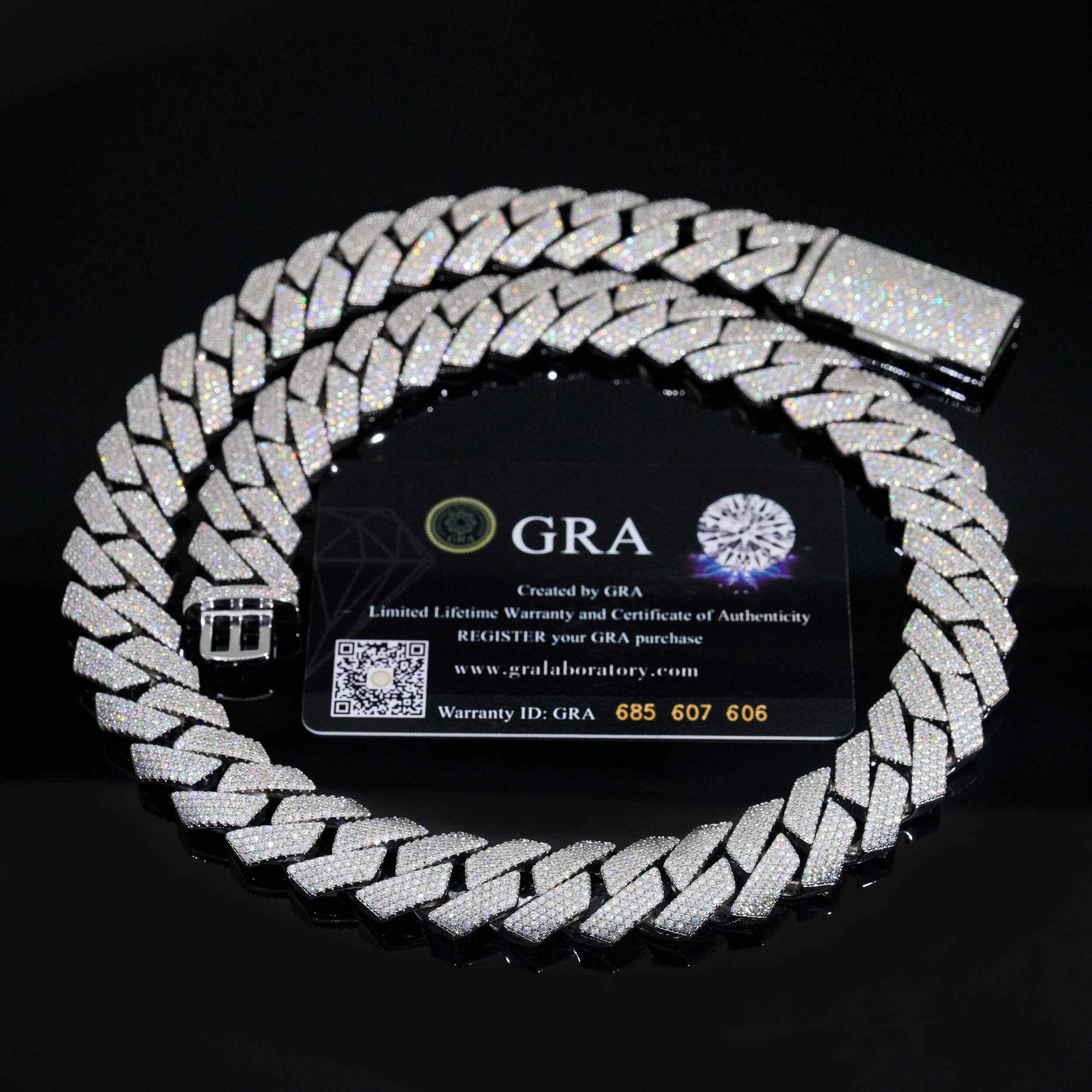 18MM/20MM S925 Silver 4 Rows Luxury VVS Moissanite Cuban Link Chain Necklaces