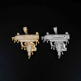 Hip Hop People’s Favorite gun shaped Brass Zircon Pendant