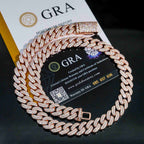 13MM S925 Silver 2 Rows HipHop Jewelry VVS Moissanite Miami Cuban Link Chain