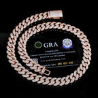 13MM S925 Silver 2 Rows HipHop Jewelry VVS Moissanite Miami Cuban Link Chain