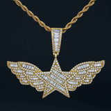 Star Wings Brass Zircon Pendant