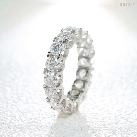 round 4mm 5mm diamond band moissanite eternity ring