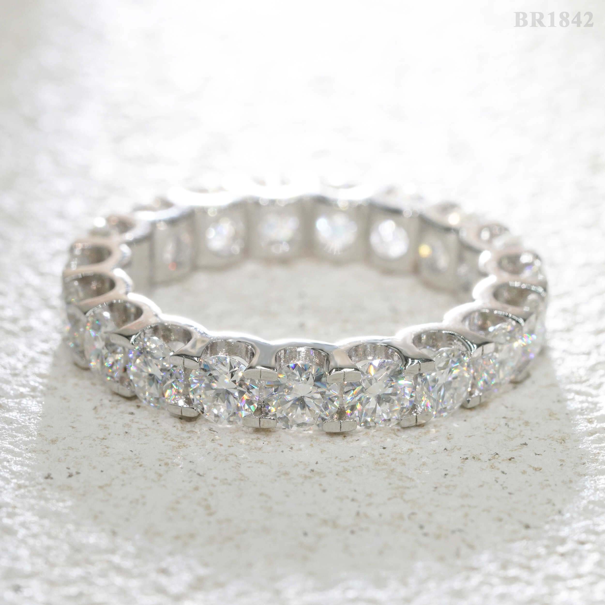 GL Round 4mm 5mm Diamond Band Moissanite Eternity Ring