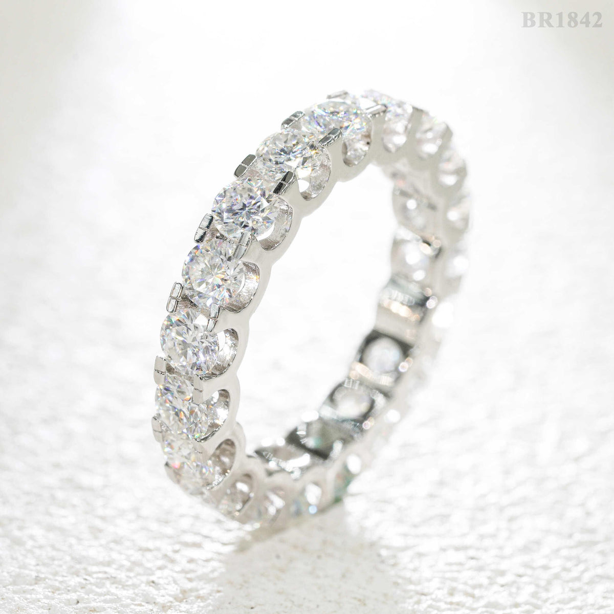 GL Round 4mm 5mm Diamond Band Moissanite Eternity Ring