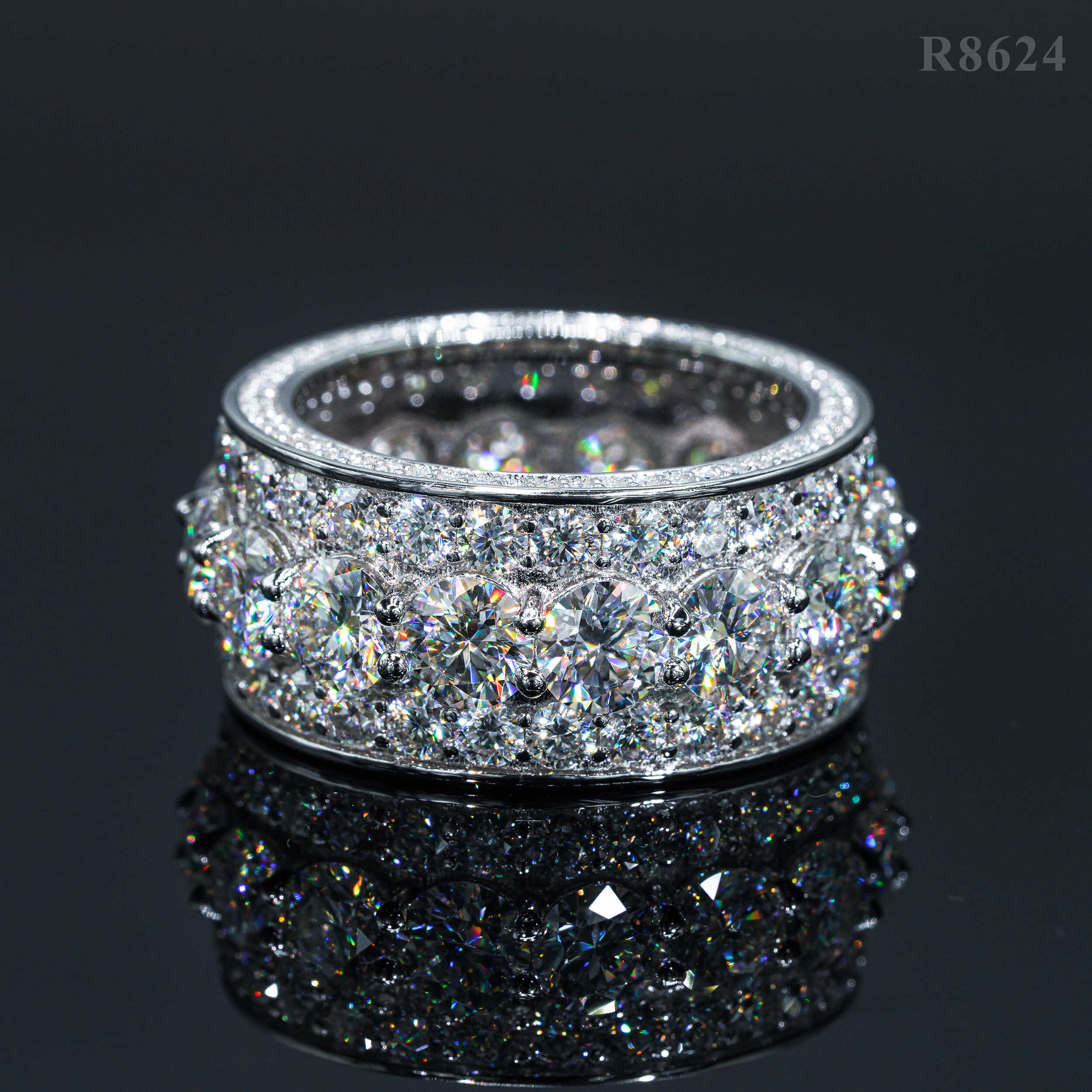GL Pass Diamond Tester 925 Silver White Gold Moissanite Iced Out Rings