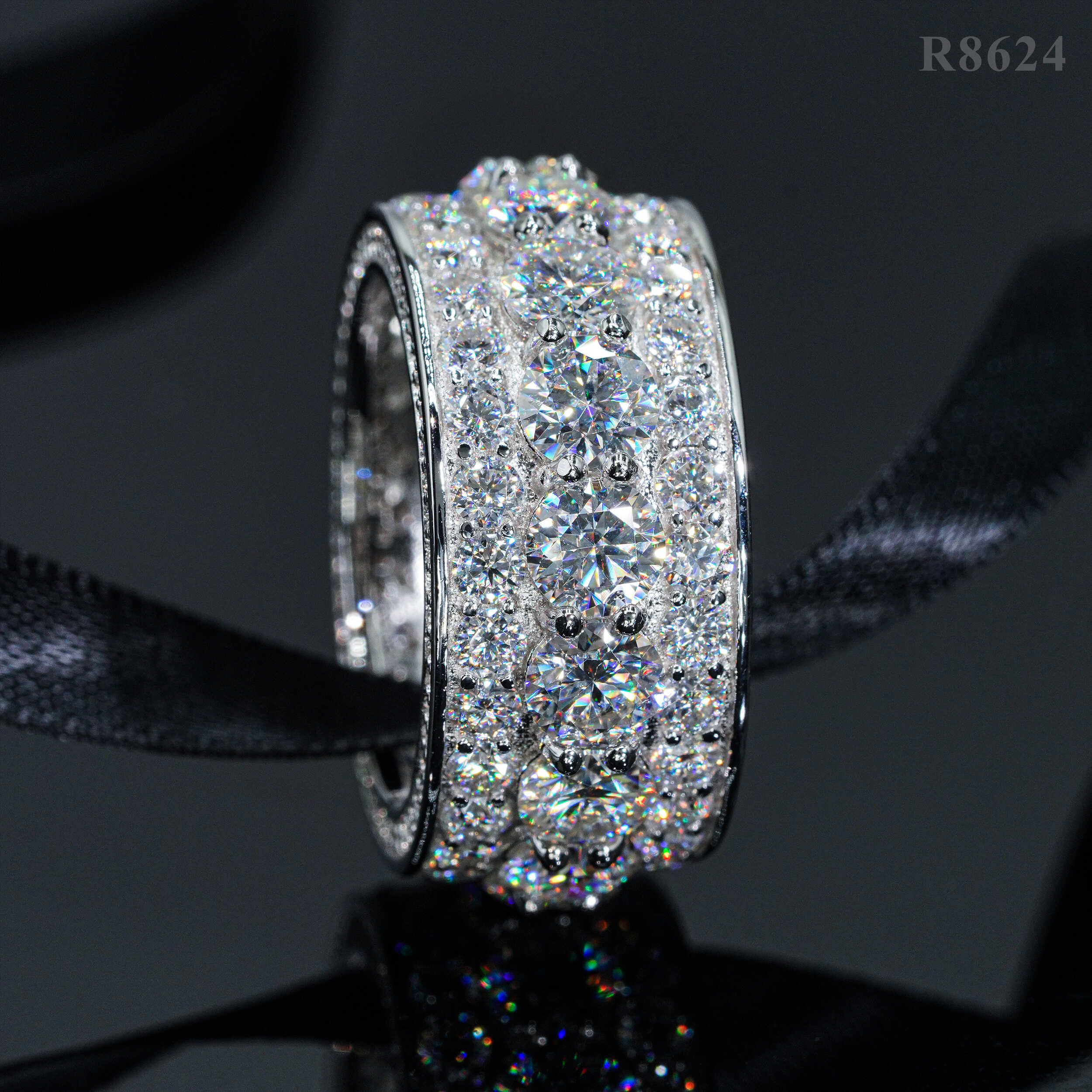 GL Pass Diamond Tester 925 Silver White Gold Moissanite Iced Out Rings