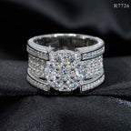 Fine Jewelry Iced Out Hip Hop Cuban Ring 925 Sterling Silver VVS Moissanite Diamond