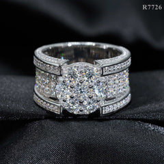 Fine Jewelry Iced Out Hip Hop Cuban Ring 925 Sterling Silver VVS Moissanite Diamond