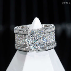 Fine Jewelry Iced Out Hip Hop Cuban Ring 925 Sterling Silver VVS Moissanite Diamond