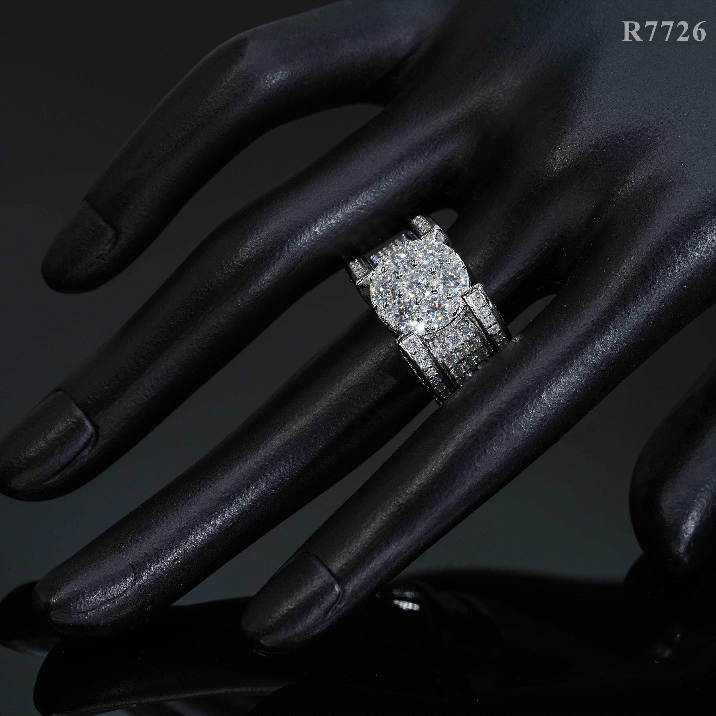 GL Iced Out Hip Hop Cuban Ring 925 Sterling Silver VVS Moissanite Diamond Ring