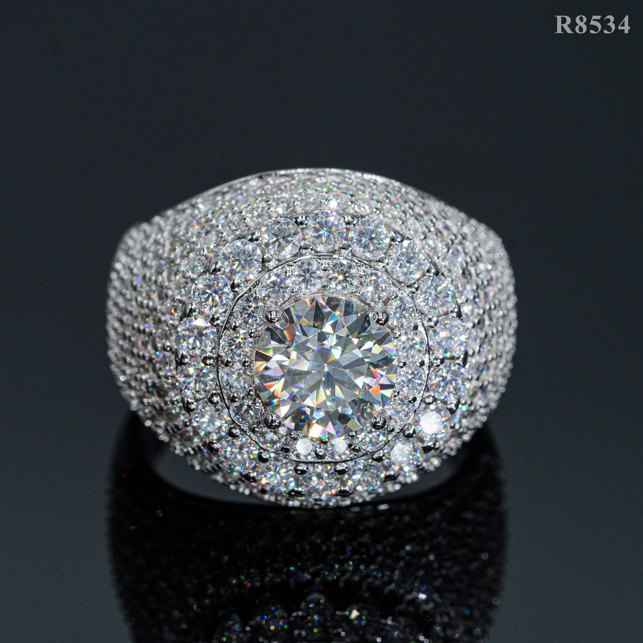 【US 3 Days Delivery】GL Iced Out VVS Moissanite Hip Hop Ring Men Secondary image