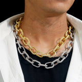Interlocking brass zircon Cuban chain bracelet necklace