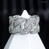Luxury fine jewelry hip hop rapper iced out mens s925 silver cuban moissanite ring