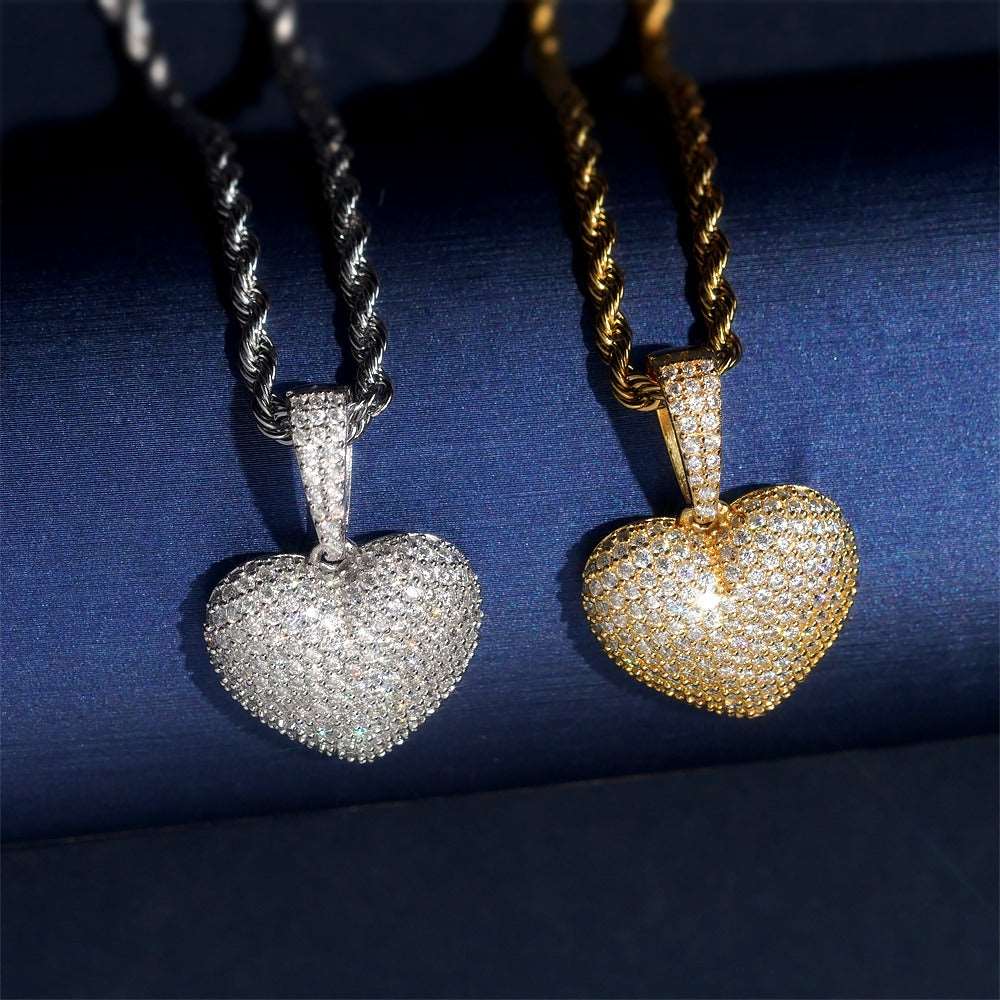 Four heart shaped brass zircon or 925 sterling silver moissanite pendants Secondary image