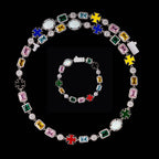 GL 5A Colored Zircon Combination White Opal Sparkling Necklace