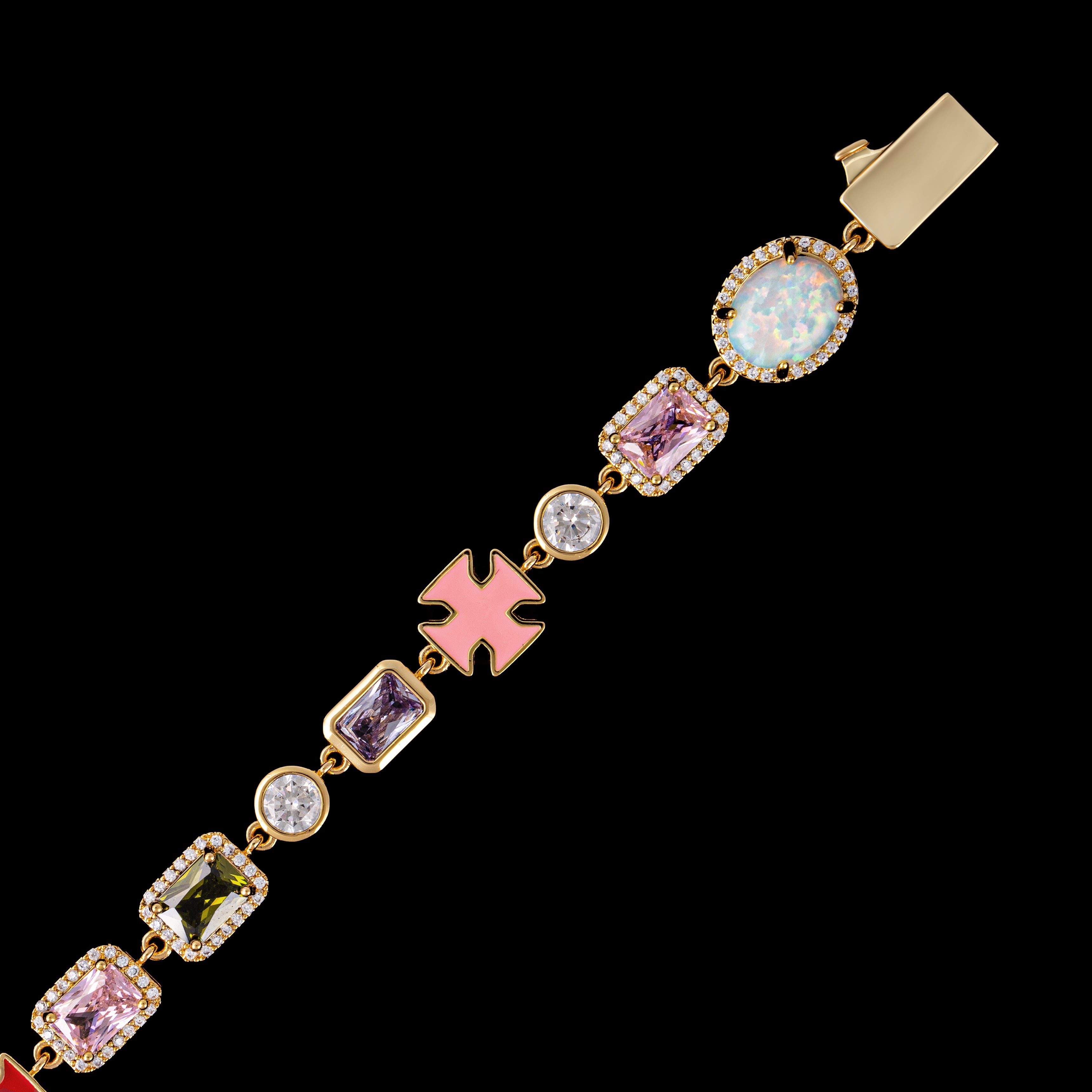 GL 5A Colored Zircon Combination White Opal Sparkling Necklace