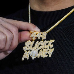 GL 448 Slickk Money VVS Diamond Hip Hop Pendant