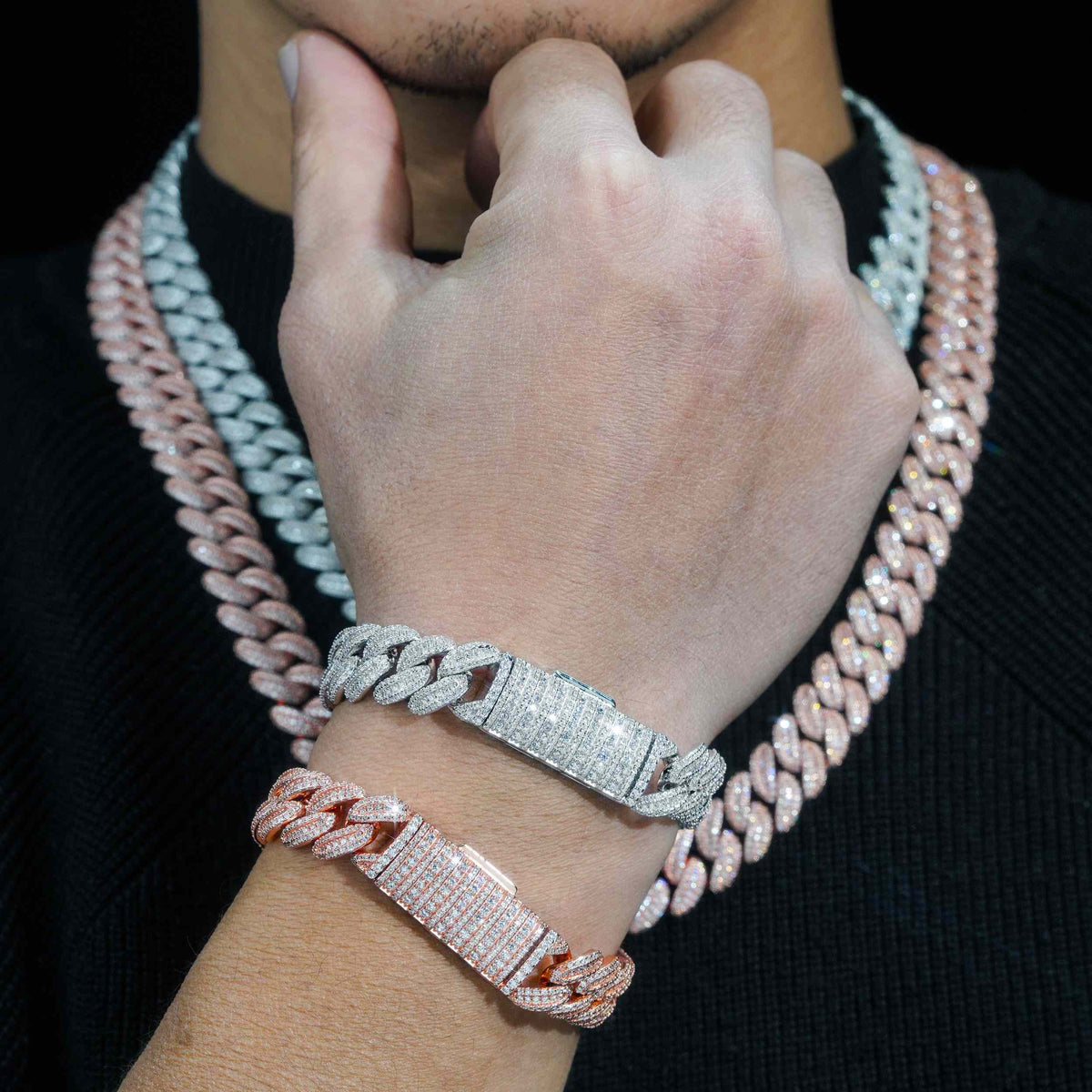 GL 13mm 925 Sterling Silver Moissanite Cuban Chain Necklace