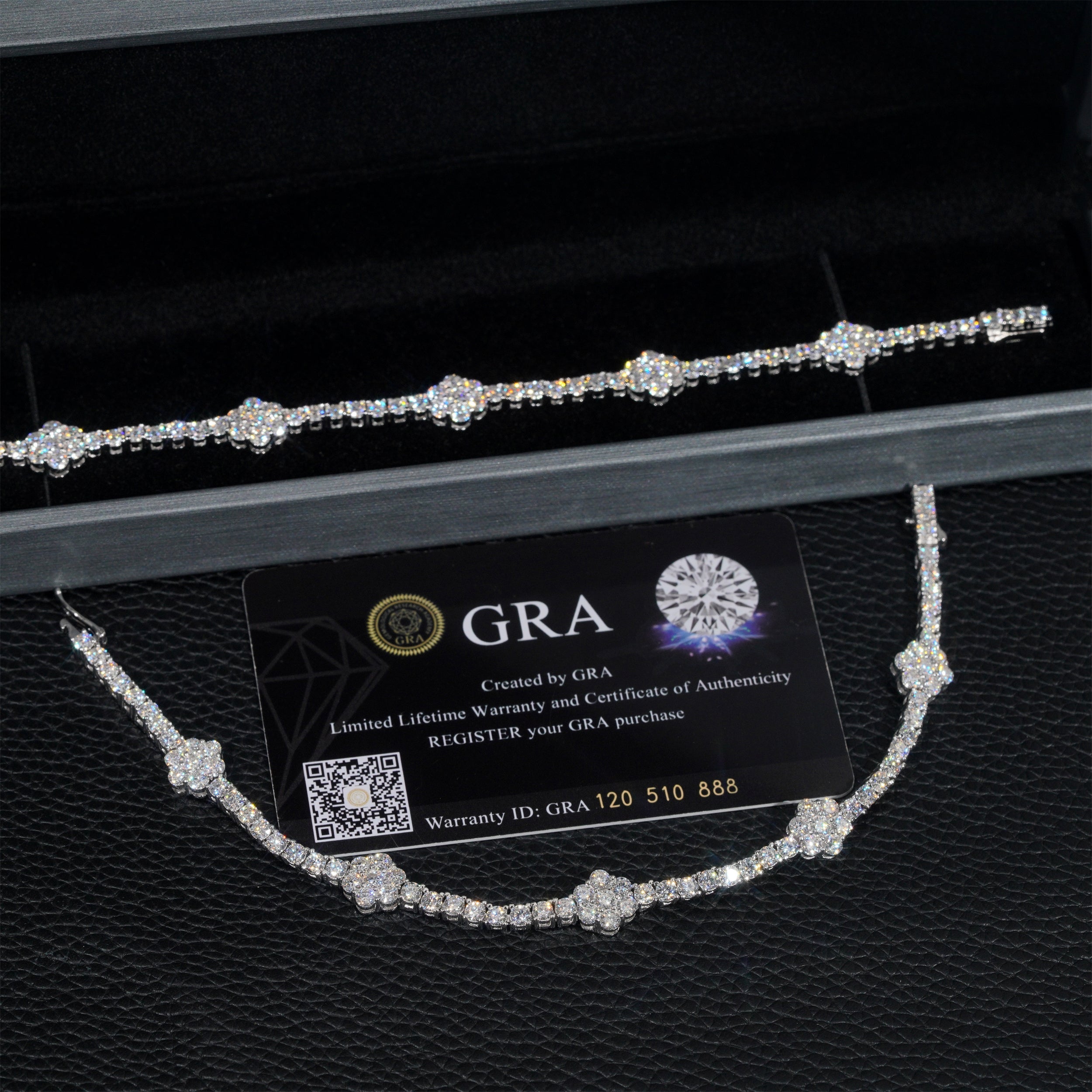 GL 3mm Flower 925 Silver Moissanite Tennis Chain