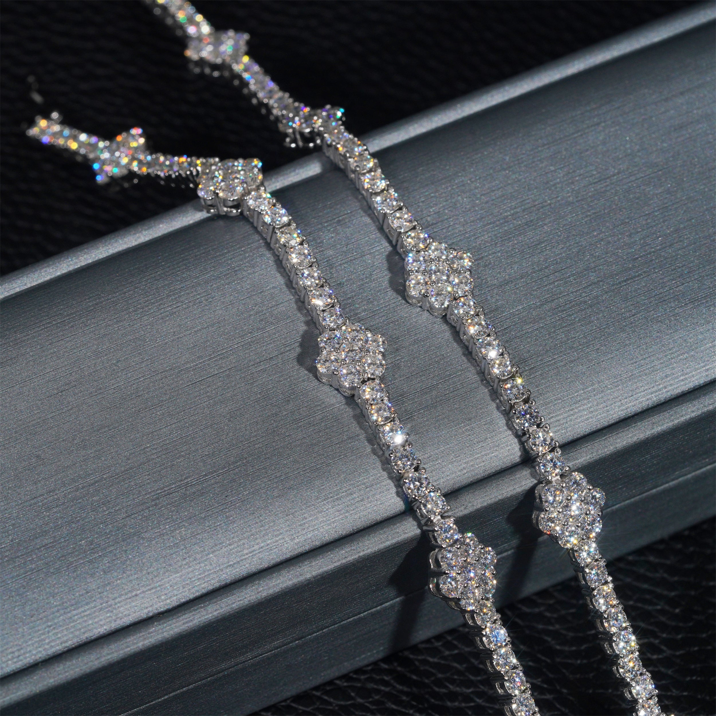 GL 3mm Flower 925 Silver Moissanite Tennis Chain