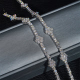 3mm Flower 925 Silver Moissanite Tennis Chain