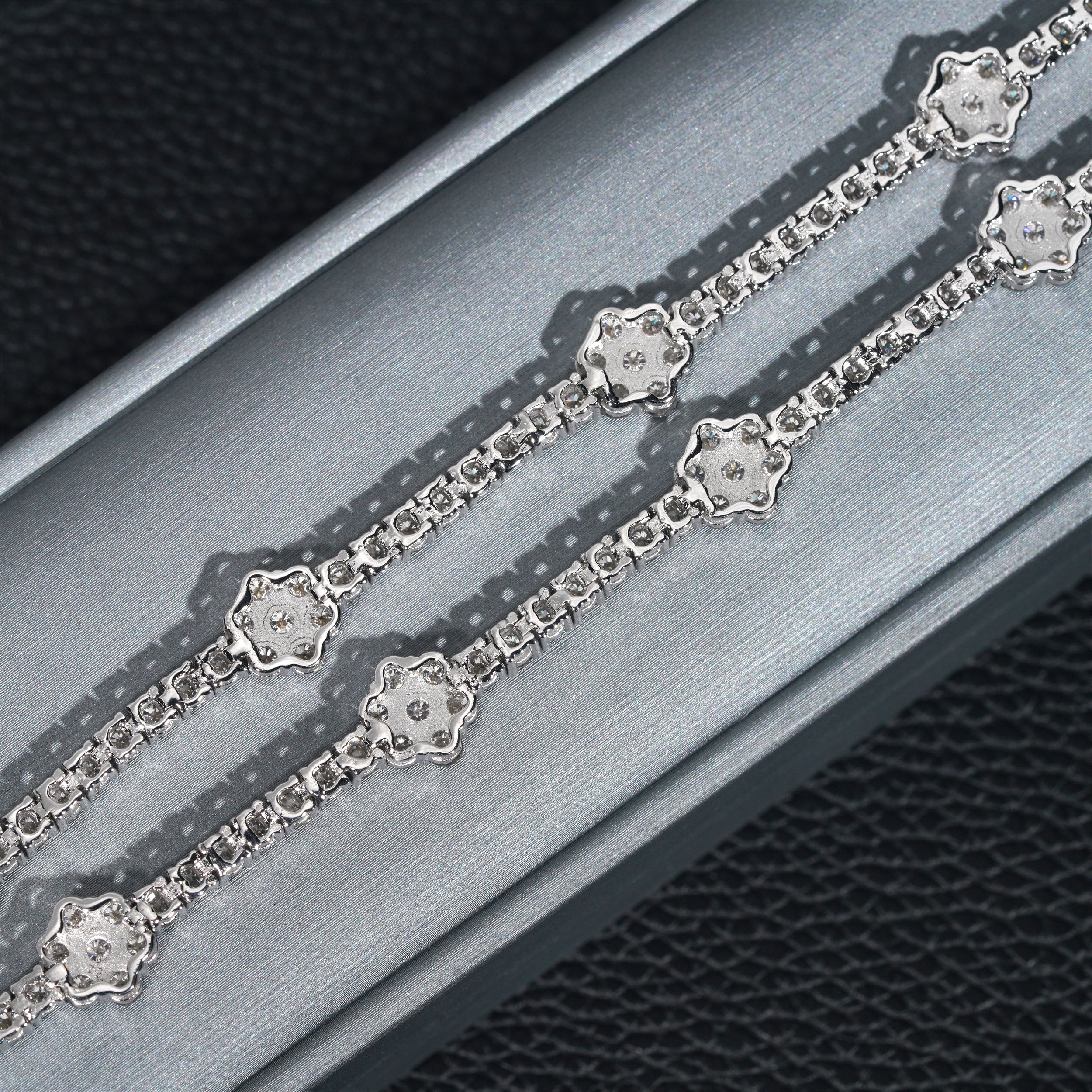 GL 3mm Flower 925 Silver Moissanite Tennis Chain