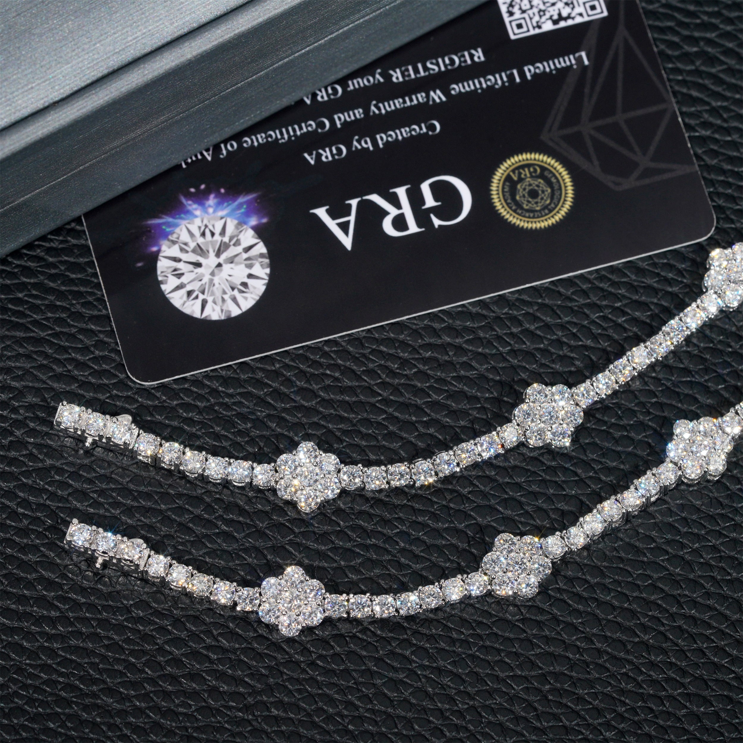 GL 3mm Flower 925 Silver Moissanite Tennis Chain