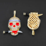 Skull eating knife Brass Zircon hiphop pendant