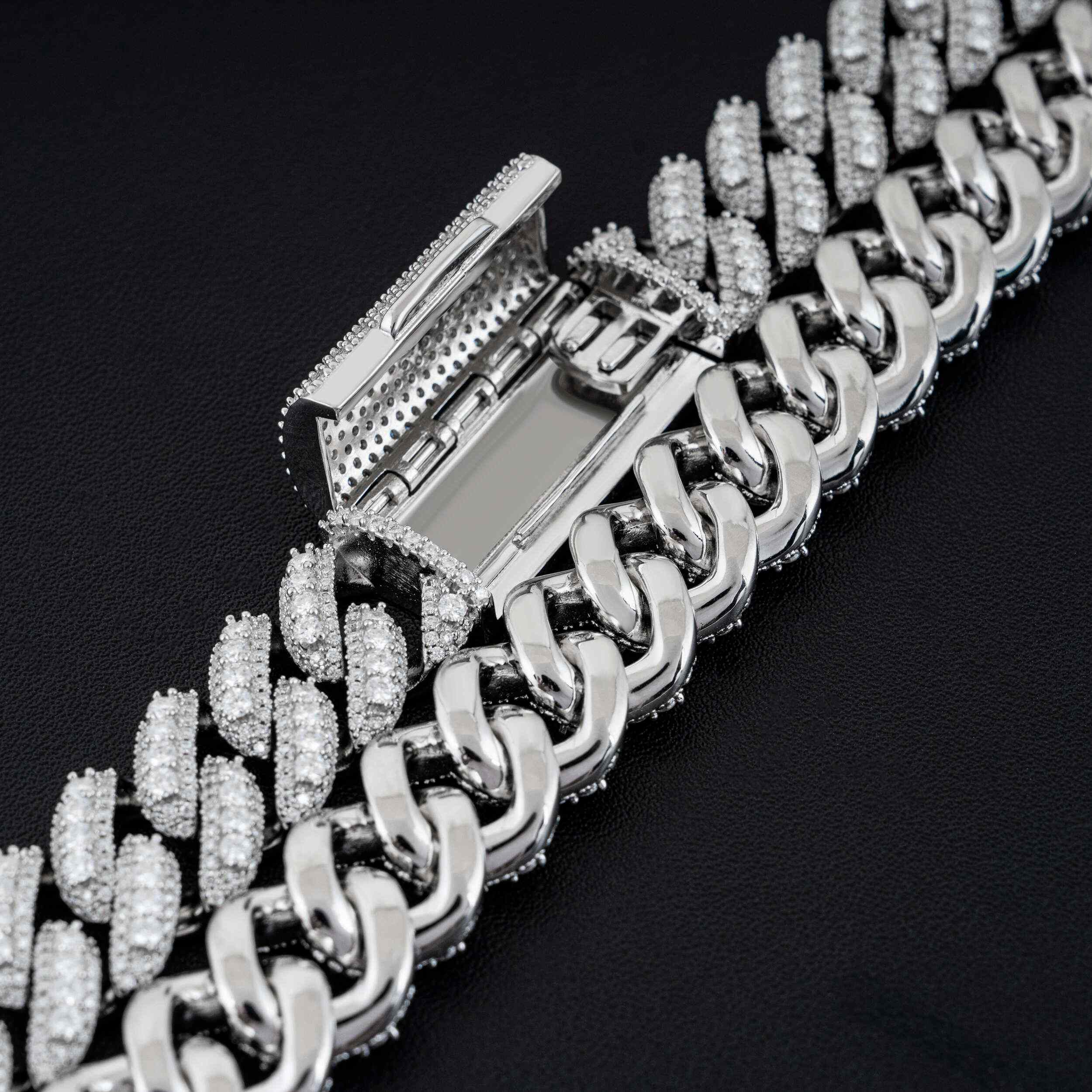 16MM S925 Silver Iced Out Jewelry Miami Cuban Link Necklace