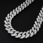 16MM S925 Silver Iced Out Jewelry Miami Cuban Link Necklace